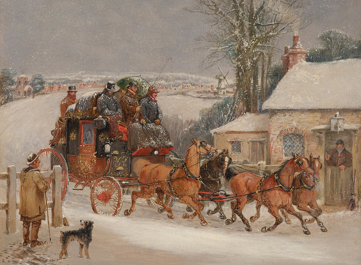 The London Royal Mail Coach in the Snow - Samuel Henry Alken