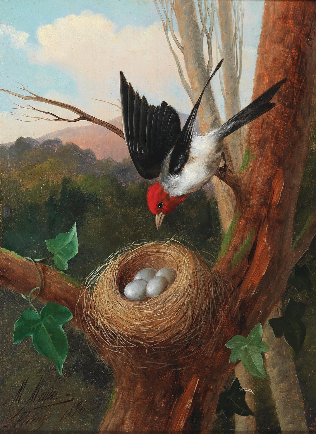 Bird at Its Nest - Michelangelo Meucci